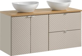 Comad Kúpeľňová skrinka s doskovými umývadlami set Viva Cashmere 120 kašmír/dub coast evoke