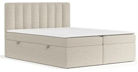 Béžová boxspring posteľ s úložným priestorom 180x200 cm Novento – Maison de Rêve