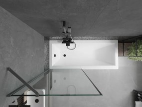 Mexen Next, 1-krídlová vaňová zástena 80 x 150 cm, 6mm číre sklo - čierny vzor, grafitová, 895-080-000-00-70-95