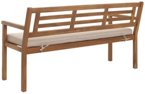 Záhradná lavička HWC-N47, 82x145x59 cm, akáciové drevo - krémovo-béžový vankúš