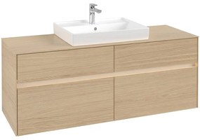 VILLEROY &amp; BOCH Collaro závesná skrinka pod umývadlo na dosku (umývadlo v strede), 4 zásuvky, s LED osvetlením, 1400 x 500 x 548 mm, Nordic Oak, C084B0VJ