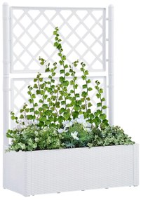 Samozavlažovací vyvýšený záhradný záhon s mriežkou biely