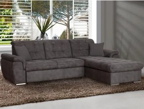 Rohová sedacia súprava Bilbao, tmavo šedá látka, pravý roh, s rozkladom%