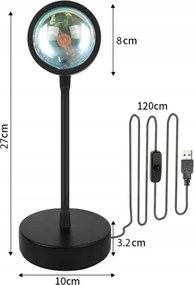 Nástenná lampa s LED projekčnou lampou imitujúcou západ slnka s káblom 120 cm