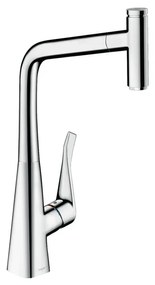 Hansgrohe Metris Select M71 - Kuchynská páková batéria 320, vyťahovateľný výtok, 1jet, sBox, chróm 73803000