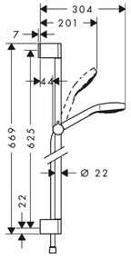 Hansgrohe Croma Select S, sprchová súprava Vario so sprchovou tyčou 65 cm, biela/chrómová, HAN-26562400