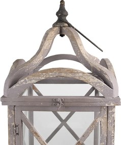 2ks sivá antik drevená lampáš - 33*33*73 / 25*25*56 cm