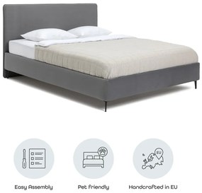 Sivá čalúnená dvojlôžková posteľ s roštom 160x200 cm Noira Slim – Bonami Selection