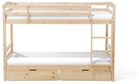 Poschodová posteľ s úložným priestorom 90 x 200 cm svetlé drevo REGAT Beliani