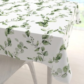 Biante Bavlnený štvorcový obrus Sandra SA-422 Zelené listy na bielom 130x130 cm