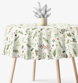 Goldea vianočný okrúhly teflónový obrus - zimné vetvičky Ø 120 cm
