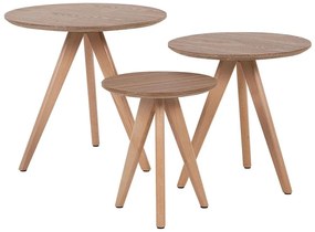 Sada 3 konferenčných stolíkov svetlé drevo VEGAS Beliani