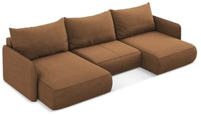 Oranžová rozkladacia/s úložným priestorom rohová pohovka Nanea – Makamii