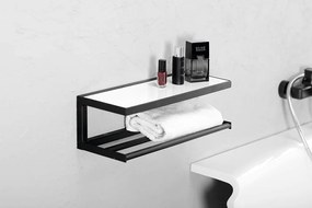 Sapho Sapho, SKA nástenný držiak uterákov s policou 454x1184x252mm, čierna mat, SKA701