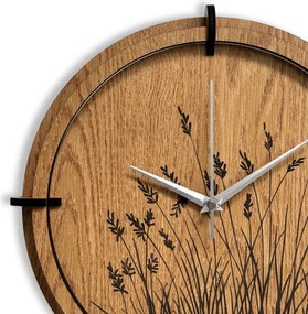 Drevené nástenné hodiny do obývačky prírodný dizajn | SENTOP HDF0587-OAK