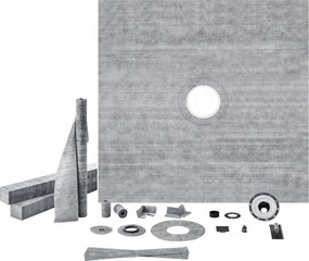 Sprchová vanička 1828 x 1828 mm, odtok 50 mm, sada, vložka Pvc, nerez