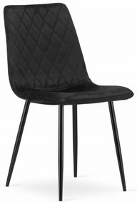 Čierna zamatová stolička TURIN s čiernymi nohami