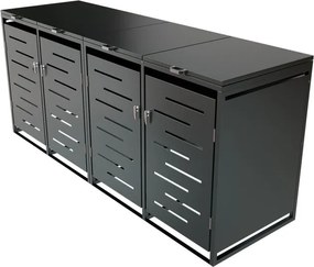 Kovový prístrešok pre 4 popolnice, antracit, 264×116×80 cm