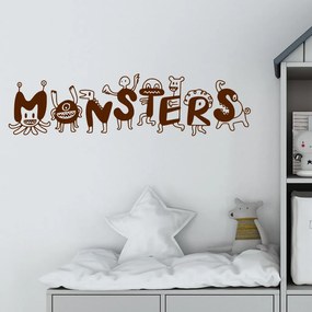 Veselá Stena Samolepka Monsters Farba: hnědá, Veľkosť: 40 x 11 cm
