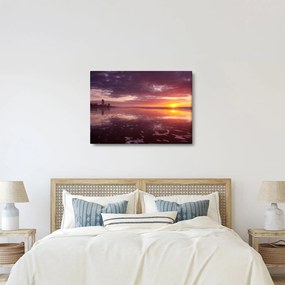 Obraz - Pláž pri západe slnka (70x50 cm)
