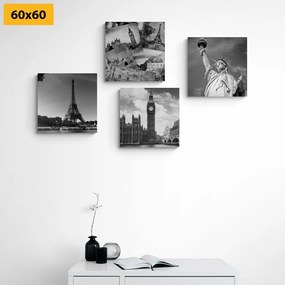 Set obrazov mestá a historické pohľadnice - 4x 40x40