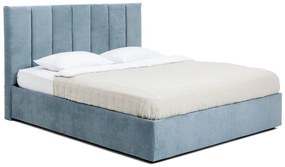 Modrá čalúnená dvojlôžková posteľ s úložným priestorom s roštom 180x200 cm Thessa Bold Line – Bonami Selection