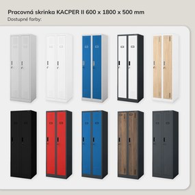 Dvojkomorová zamestnanecká skrinka antracitová, orech, 600x1800x500 mm: KACPER II Eco Design