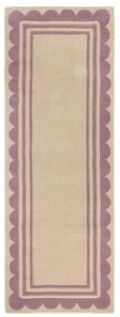 Ručne tkaný vlnený behúň vo fialovo-prírodnej farbe 80x230 cm Lois Scallop – Flair Rugs