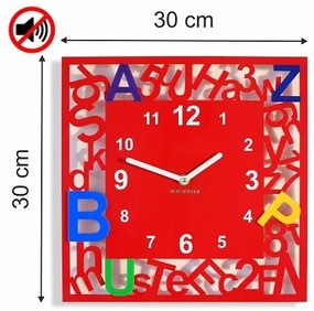 Štvorcové detské hodiny s písmenkami žltá