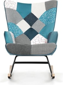Hojdacie kreslo FABIAN II — látka, modrý patchwork