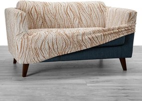 Bielastické poťahy UNIVERSO NOVÉ žíhané béžové kreslo s drevenými rúčkami (š. 40 - 70 cm)