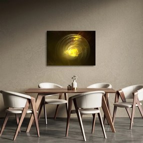 Sklenený obraz žltej abstraktnej špirály (70x50 cm)