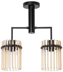 Luster na tyči 2xE27/60W/230V čierna/béžová