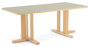 Stôl KUPOL, obdĺžnik, 1600x800x600 mm, linoleum - šedá, breza