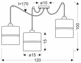 Luster na lanku ASSAM 3xE27/60W/230V čierna