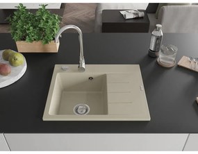 Mexen Ben, 1-komorový granitový drez 600x500x190 mm, ľavý+ chrómový sifón, béžová, 6522605000-69