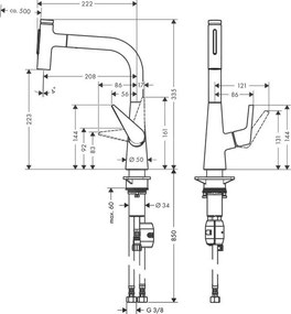 Hansgrohe Talis Select M51, drezová batéria s výsuvnou spŕškou, chrómová, 72824000