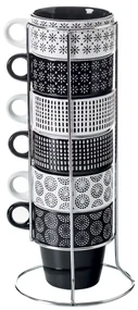 Keramický hrnček so stojanom Ethnik 260 ml sada 6ks