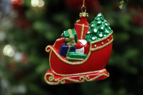 Klasik závesná vianočná ozdoba sane 9cm