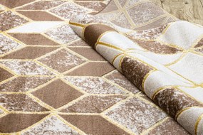 Moderný MEFE koberec B400 vzor kocka, 3D, tmavo-béžový