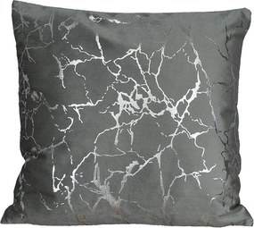 Zamatová vankúšová obliečka Mramorový vzor – sivá 40 × 40 cm