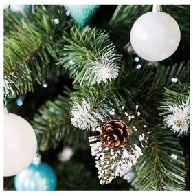 Umelý 3D vianočný stromček BOROVICA smaragdová 180cm so šiškami zasnežená