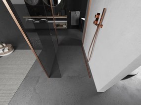 Mexen Kioto, 3-stenová sprchová zástena Walk-In 95 x 90 x 30 cm, 8mm číre sklo, medený matný profil, 800-095-090-221-65-00-030