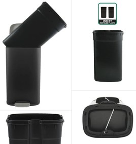 Spirella Akira 50 l odpadkový kôš s pedálom atichým zatváraním, matná čierna, 50 l