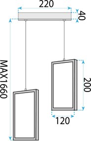 Toolight Toolight, LED závesné osvetlenie, 12W, 3000K, 3500lm, LHJ086-2CP, zlatá, OSW-50061