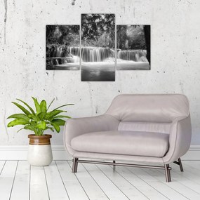 Obraz - Čiernobiely vodopád (90x60 cm)