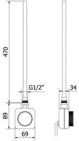 Mexen Mars, elektrické vykurovacie teleso 1200 x 500 mm, 500 W, čierna, W110-1200-500-6500-70