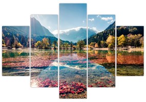 Obraz - Jazero Jasna, Gozd Martuljek, Julské Alpy, Slovinsko (150x105 cm)
