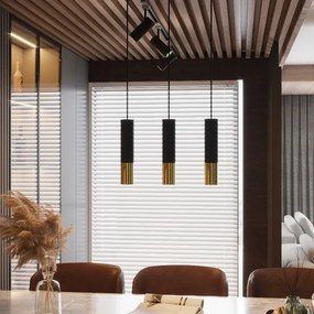 Sollux SL.0952 - Luster na lanku LOOPEZ 1xGU10/40W/230V čierna/zlatá