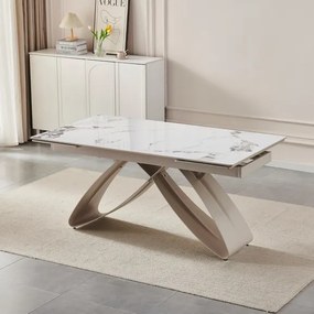 Stôl MATEO 160–240 cm biely mramor/kašmir